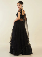 Ravishing Black Sequins Net Reception Wear Lehenga Choli With Dupatta
