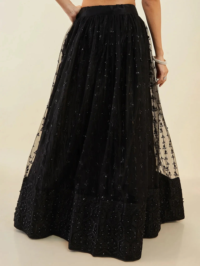 Ravishing Black Sequins Net Reception Wear Lehenga Choli With Dupatta
