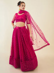Gorgeous Pink Sequins Net Party Wear Lehenga Choli With Dupatta