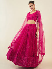 Gorgeous Pink Sequins Net Party Wear Lehenga Choli With Dupatta