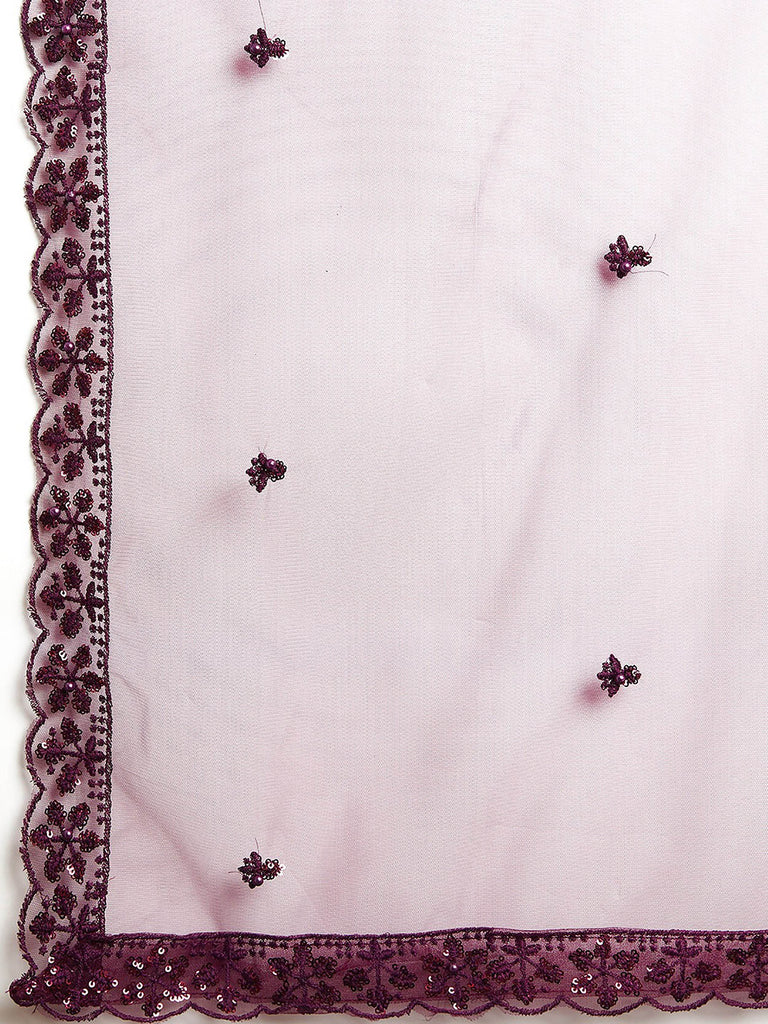 Stunning Purple Sequins Net Reception Wear Lehenga Choli With Dupatta