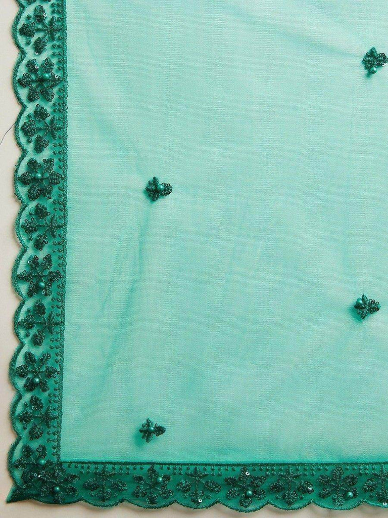 Dazzling Teal Green Sequins Net Lehenga Choli With Dupatta
