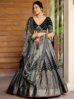 Fabulous Black Sequins Chinon Reception Wear Lehenga Choli