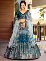 Wonderful Blue Sequins Chinon Function Wear Lehenga Choli