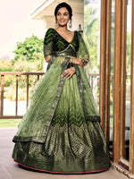 Awesome Green Sequins Chinon Mehendi Wear Lehenga Choli