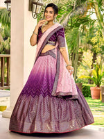 Amazing Purple Sequins Chinon Function Wear Lehenga Choli