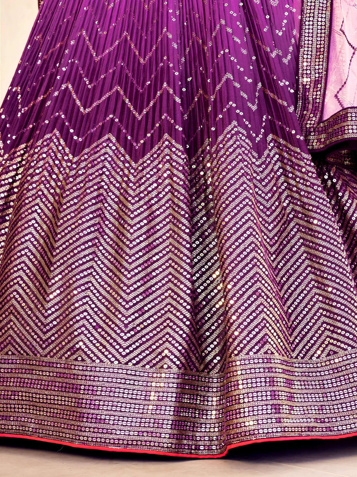 Amazing Purple Sequins Chinon Function Wear Lehenga Choli