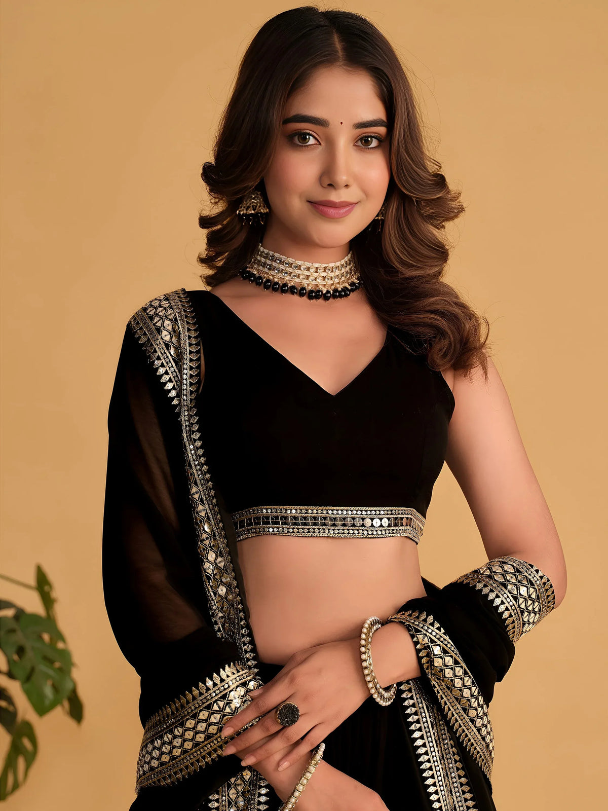 Beautiful Black Zari Embroidered Georgette Lehenga Choli With Dupatta