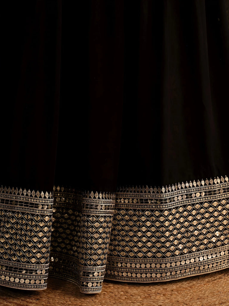Beautiful Black Zari Embroidered Georgette Lehenga Choli With Dupatta