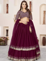 Charming Purple Sequins Georgette Engagement Wear Lehenga Choli
