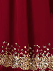 Wonderful Maroon Sequins Georgette Party Wear Lehenga Choli