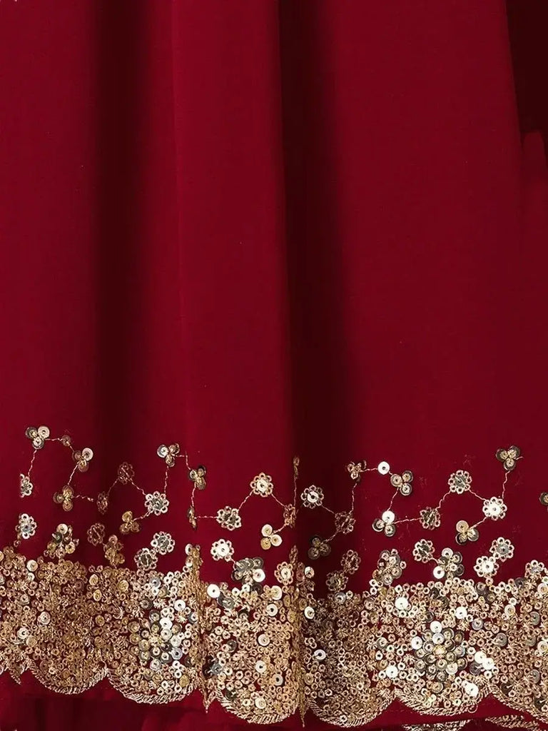Wonderful Maroon Sequins Georgette Party Wear Lehenga Choli