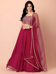 Gorgeous Pink Georgette Reception Wear Lehenga Choli With Dupatta