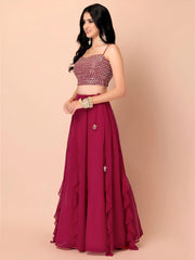 Gorgeous Pink Georgette Reception Wear Lehenga Choli With Dupatta