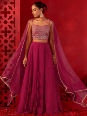Gorgeous Pink Georgette Reception Wear Lehenga Choli With Dupatta