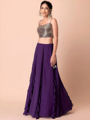 Charming Purple Georgette Party Wear Lehenga With Sequins Choli