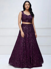 Wonderful Purple Sequins Georgette Party Wear Lehenga Choli