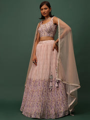 Precious Peach Floral Printed Georgette Lehenga Choli With Dupatta