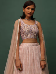 Precious Peach Floral Printed Georgette Lehenga Choli With Dupatta