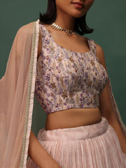 Precious Peach Floral Printed Georgette Lehenga Choli With Dupatta