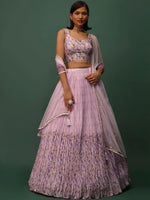 Beautiful Pink Floral Printed Georgette Event Wear Lehenga Choli