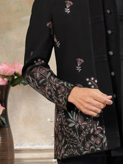 Dazzling Black Embroidered Imported Wedding Wear Jodhpuri Set For Men