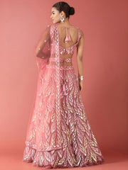Fantastic Pink Sequins Net Reception Wear Lehenga Choli With Dupatta