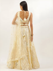 Attractive Beige Sequins Net Wedding Wear Lehenga Choli With Dupatta