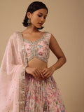 Gorgeous Peach Digital Printed Organza Sangeet Wear Lehenga Choli 