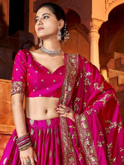 Marvelous Hot Pink Sequins Embroidered Silk Lehenga Choli