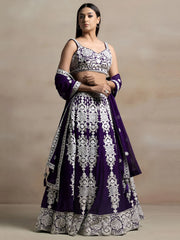 Bewitching Purple Thread Work Georgette Festival Wear Lehenga Choli