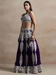 Bewitching Purple Thread Work Georgette Festival Wear Lehenga Choli