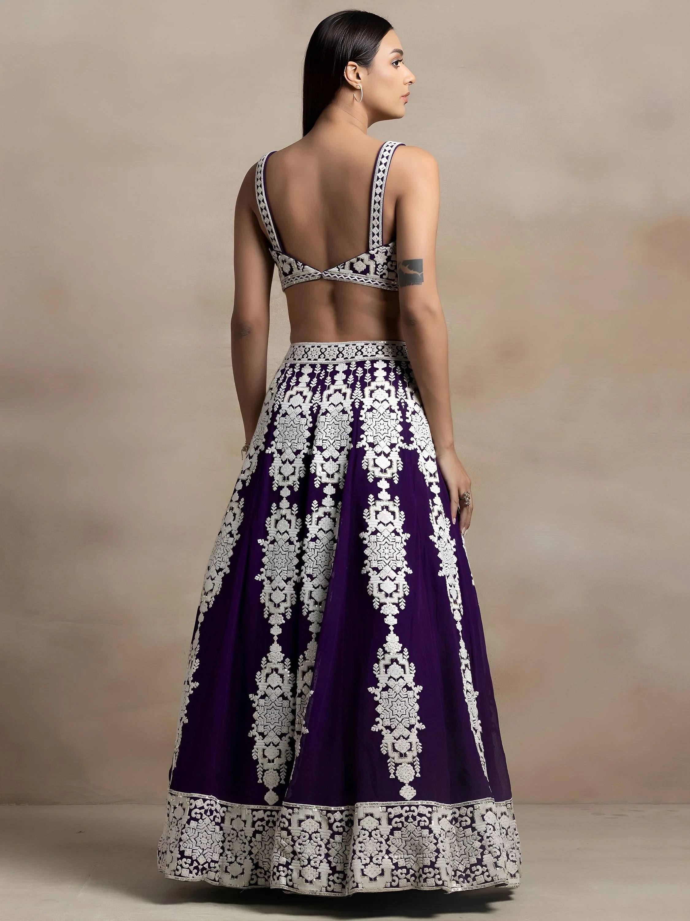 Bewitching Purple Thread Work Georgette Festival Wear Lehenga Choli