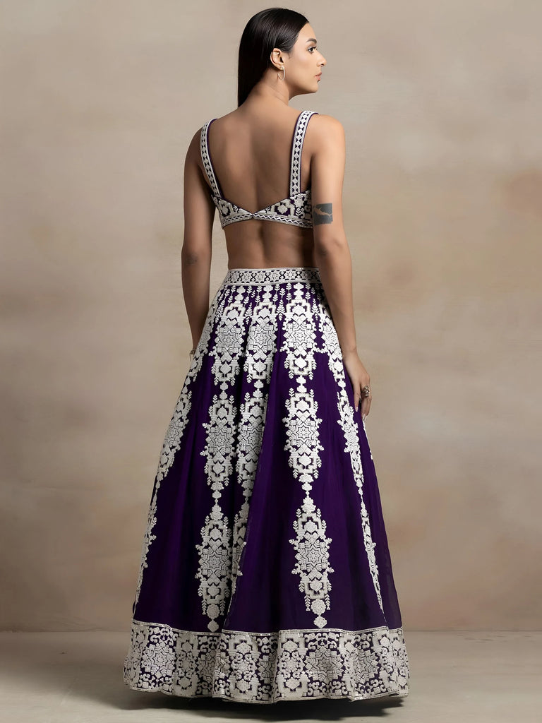 Bewitching Purple Thread Work Georgette Festival Wear Lehenga Choli
