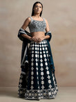 Lovely Dark Green Thread Work Georgette Festival Wear Lehenga Choli