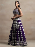 Beautiful Purple Thread Work Georgette Wedding Wear Lehenga Choli