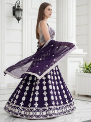 Dazzling Purple Sequins Embroidered Georgette Party Wear Lehenga Choli