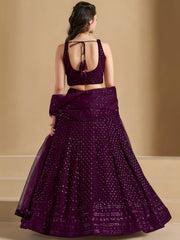 Lovable Wine Thread Embroidery Georgette Reception Wear Lehenga Choli