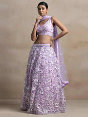 Adorable Lavender Sequins Net Bridesmaid Lehenga Choli With Dupatta