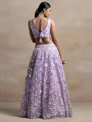 Adorable Lavender Sequins Net Bridesmaid Lehenga Choli With Dupatta