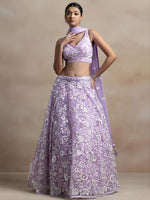 Adorable Lavender Sequins Net Bridesmaid Lehenga Choli With Dupatta