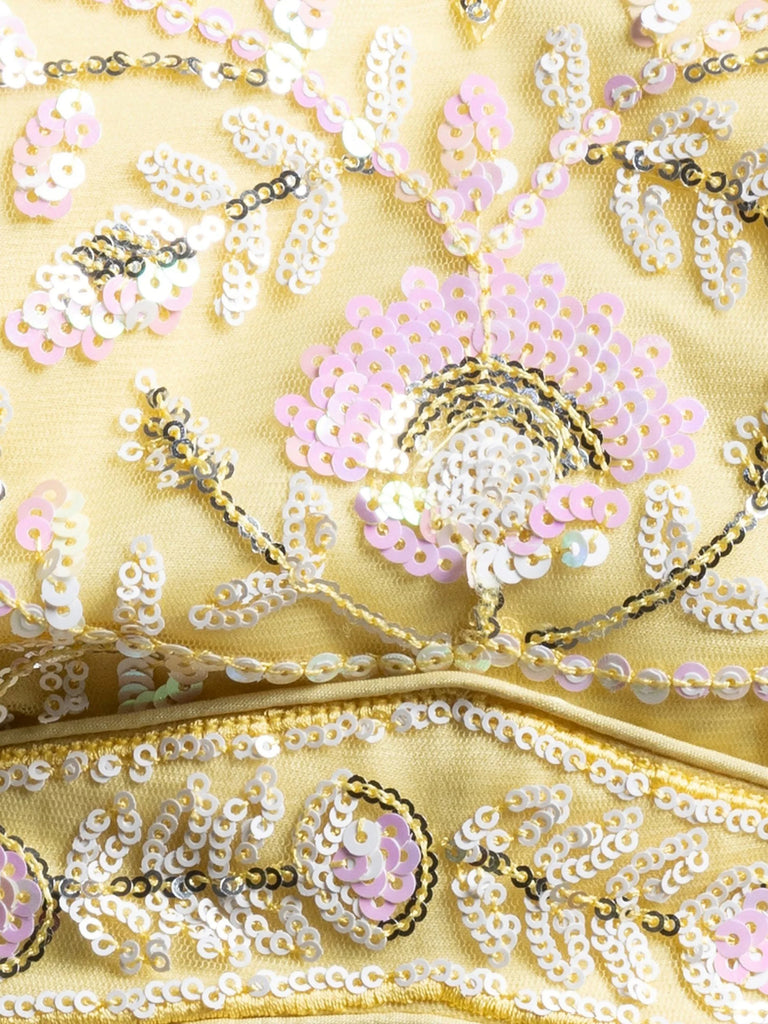 Beautiful Yellow Sequins Net Party Wear Lehenga Choli With Dupatta