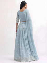 Adorable Blue Thread Embroidered Georgette Party Wear Lehenga Choli