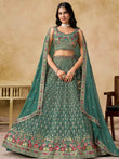 Charming Green Zari Embroidered Georgette Wedding Wear Lehenga Choli