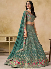 Charming Green Zari Embroidered Georgette Wedding Wear Lehenga Choli
