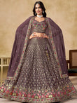 Amazing Purple Zari Embroidered Georgette Wedding Wear Lehenga Choli