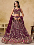 Alluring Maroon Zari Embroidered Georgette Wedding Wear Lehenga Choli