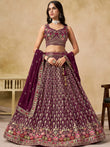 Alluring Maroon Zari Embroidered Georgette Wedding Wear Lehenga Choli