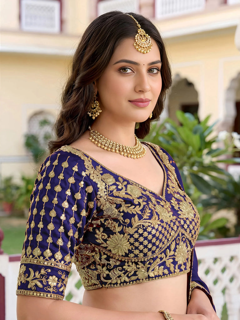 Sparkling Blue Sequins Silk Event Wear Lehenga Choli With Dupatta