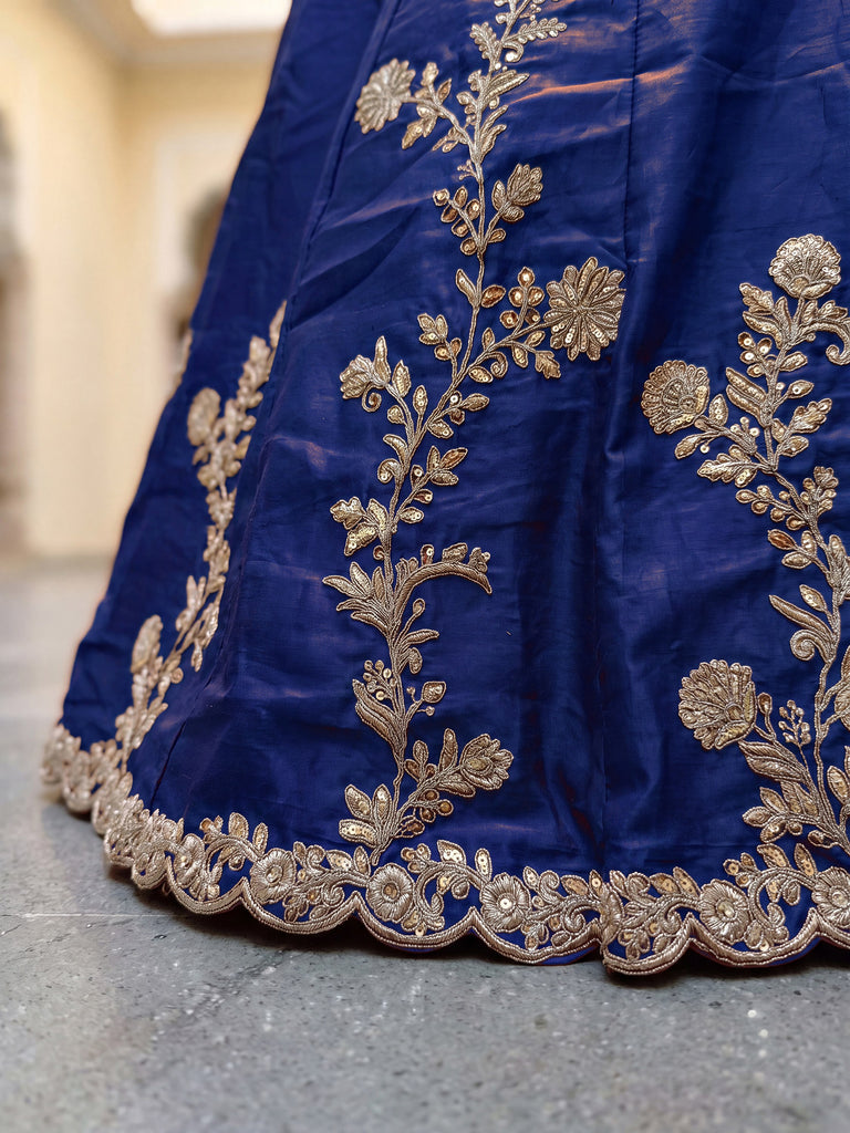 Sparkling Blue Sequins Silk Event Wear Lehenga Choli With Dupatta